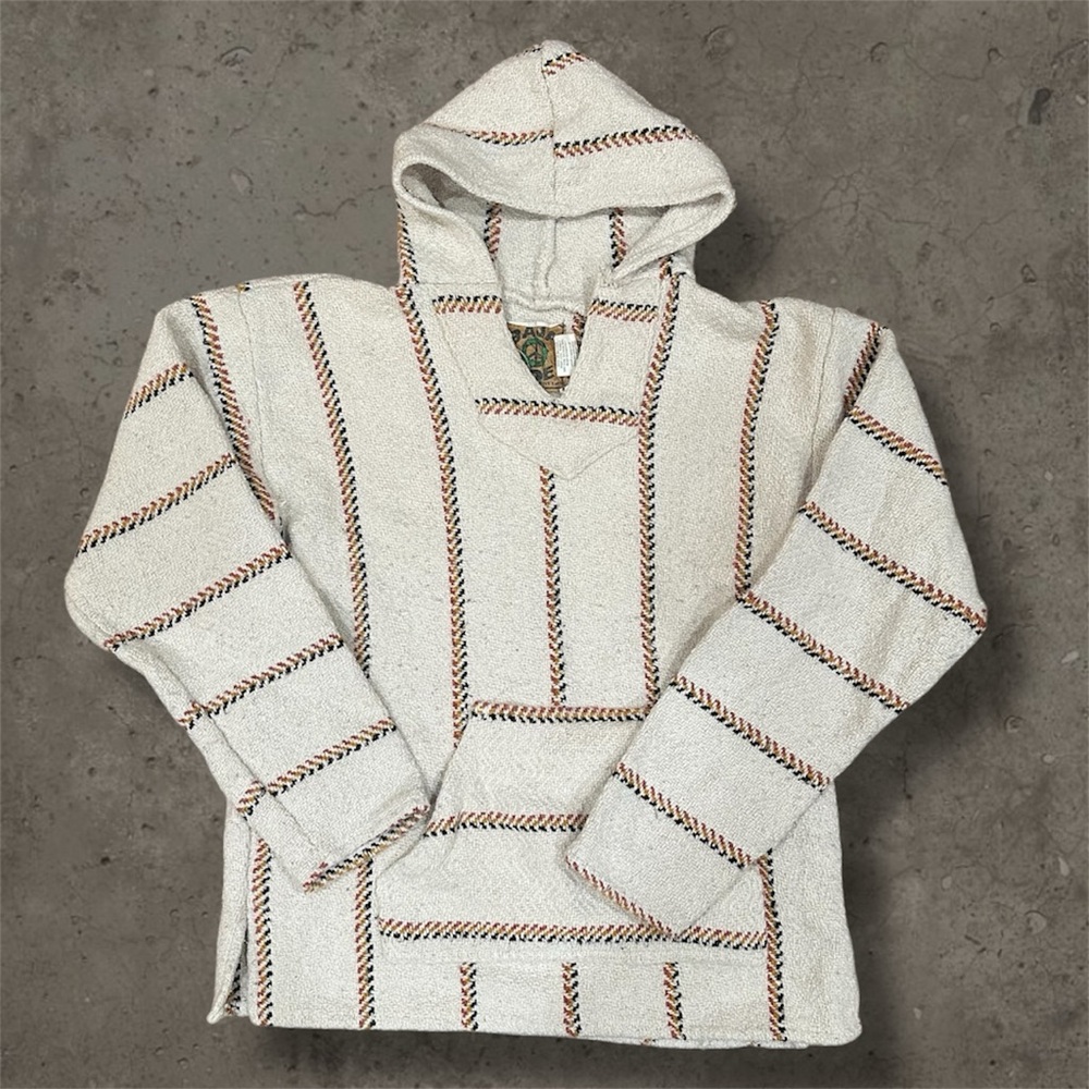 Baja Joe Poncho Hooded Sweater Adult Small Surfer Jerga Drug Rug Festival Men’s